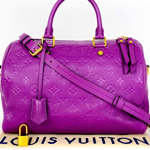 ⭐️ SOLD ⭐️Louis Vuitton Speedy 30 Purple Monogram Empreinte Leather Bandouliere - Picture 1 of 11